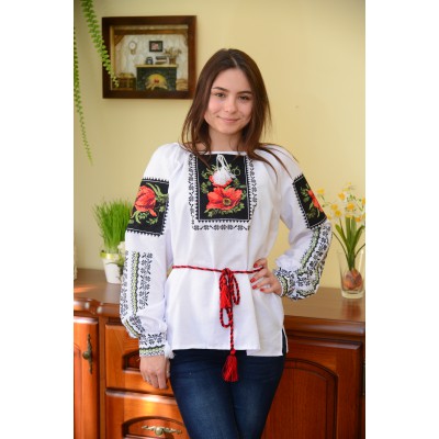 Embroidered blouse "Poppies Painting"